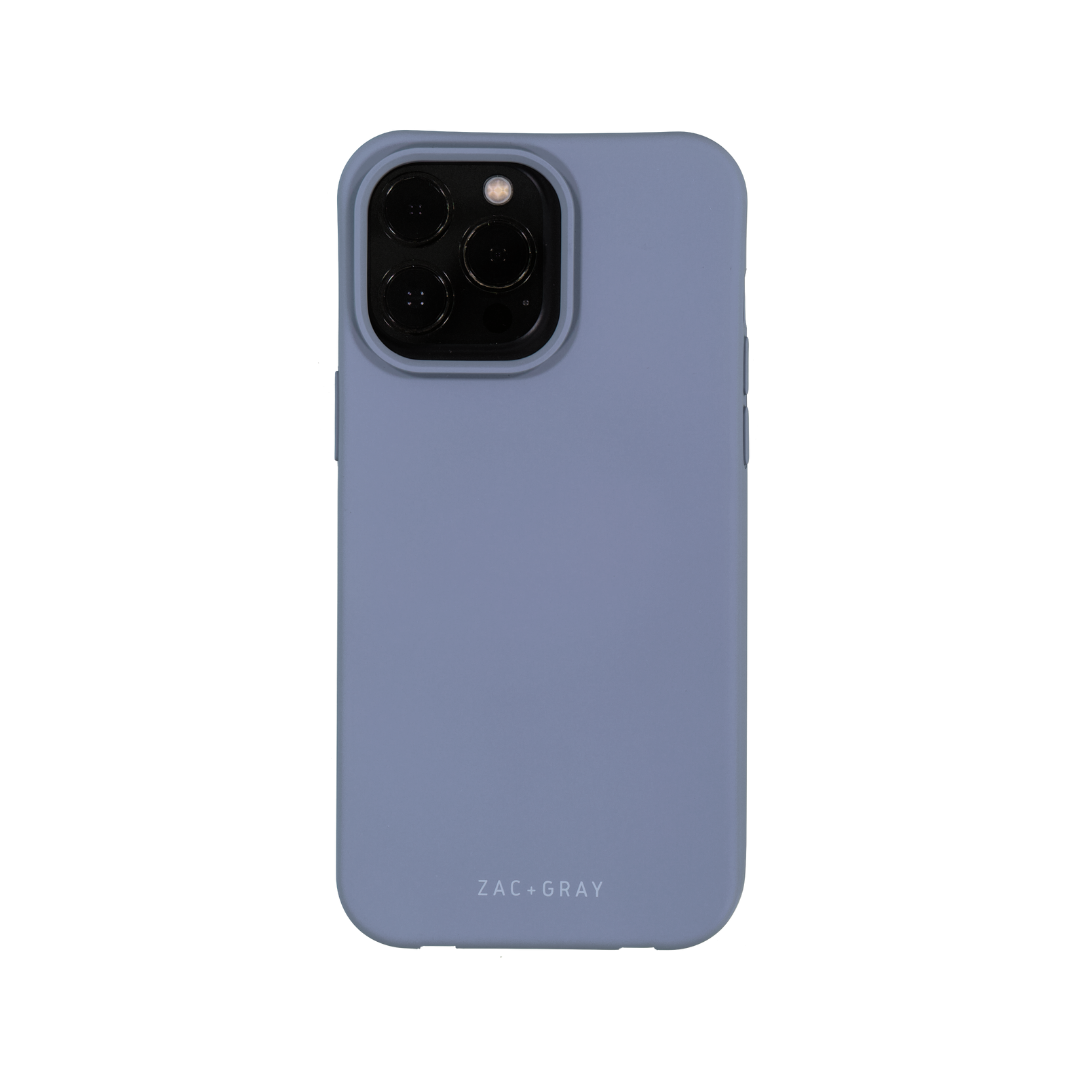 the back of a blue iphone case