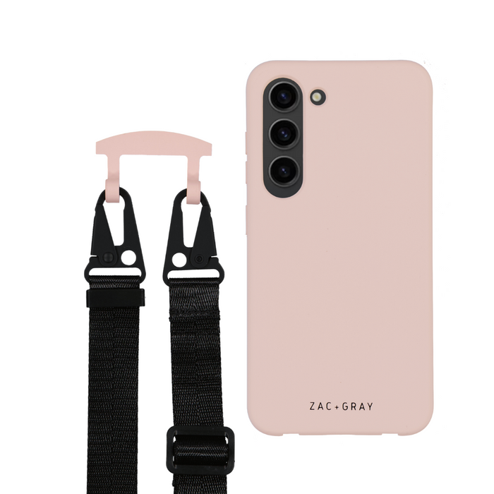 Samsung S23 ROSÉ PINK CASE + MIDNIGHT BLACK STRAP