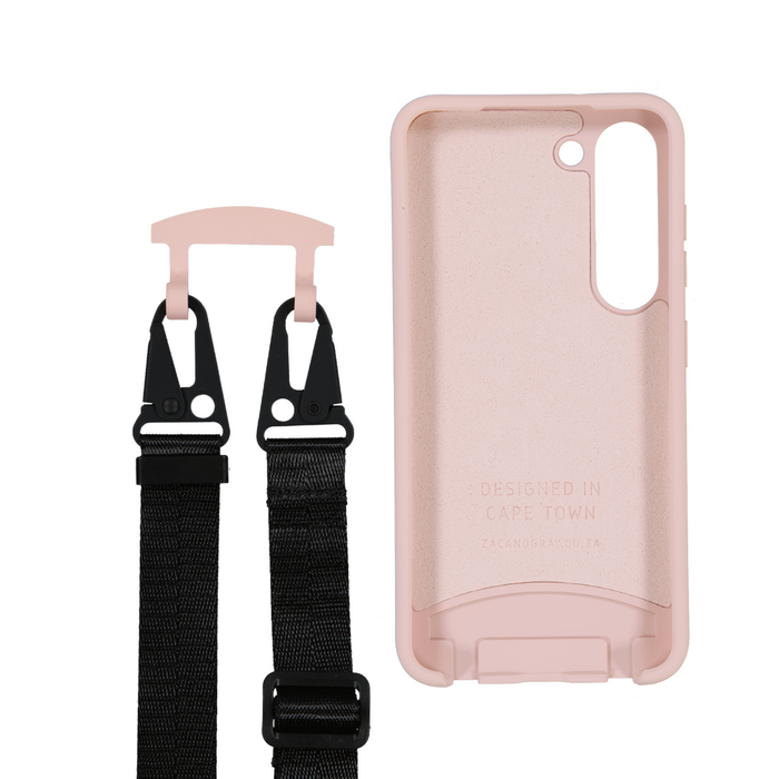 Samsung S23 ROSÉ PINK CASE + MIDNIGHT BLACK STRAP