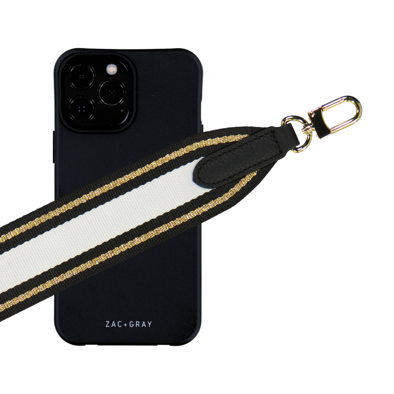 WHITE + GOLD STRIPE PATTERNED STRAP