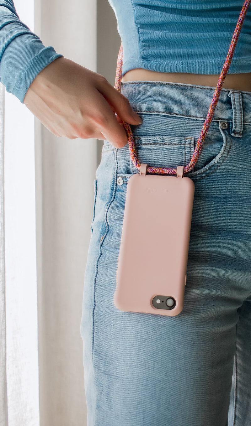 Samsung S24 Ultra ROSÉ PINK CASE + RAINBOW RED CORD