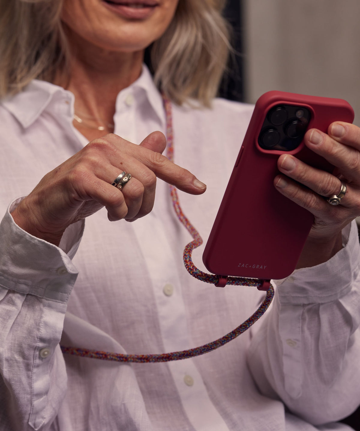 Samsung S24 RASPBERRY RED CASE + RAINBOW RED CORD