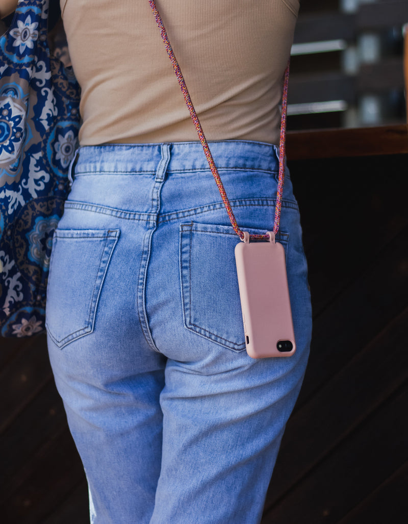 Samsung S24 Ultra ROSÉ PINK CASE + RAINBOW RED CORD