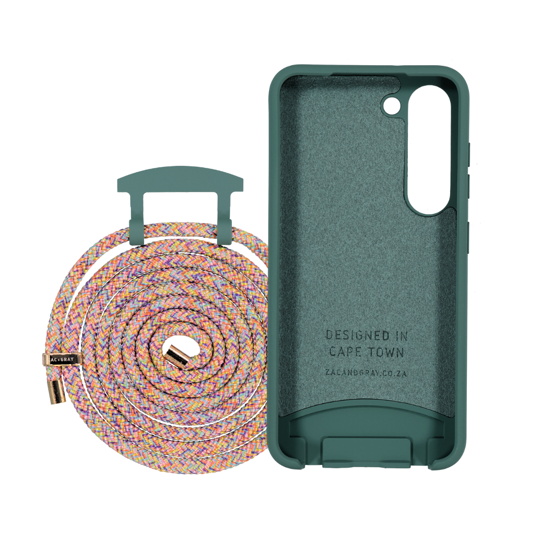 Samsung S24 Plus TIDAL TEAL CASE + RAINBOW CORD