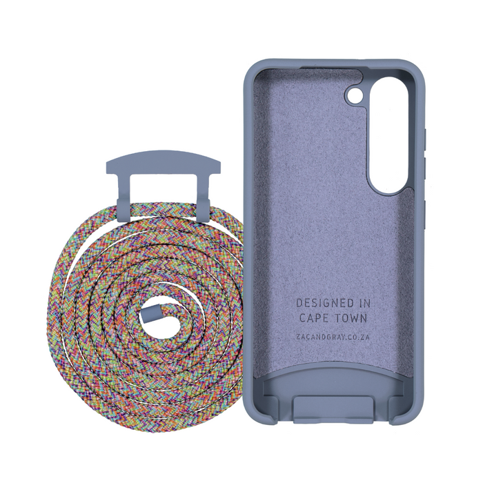 Samsung S23 BLUE FOG CASE + RAINBOW CORD