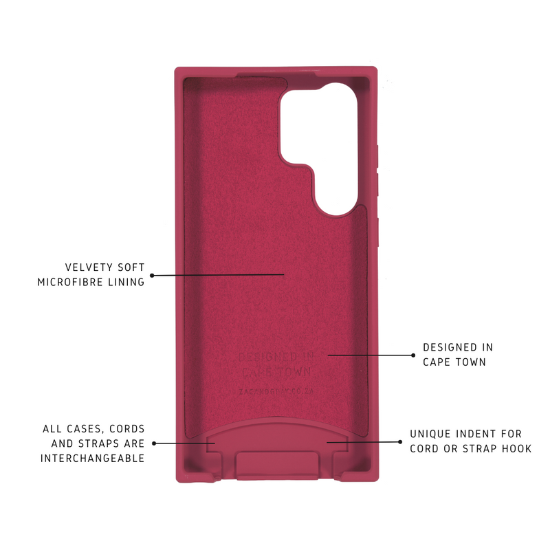 Samsung S24 Ultra RASPBERRY RED CASE + RASPBERRY RED CORD