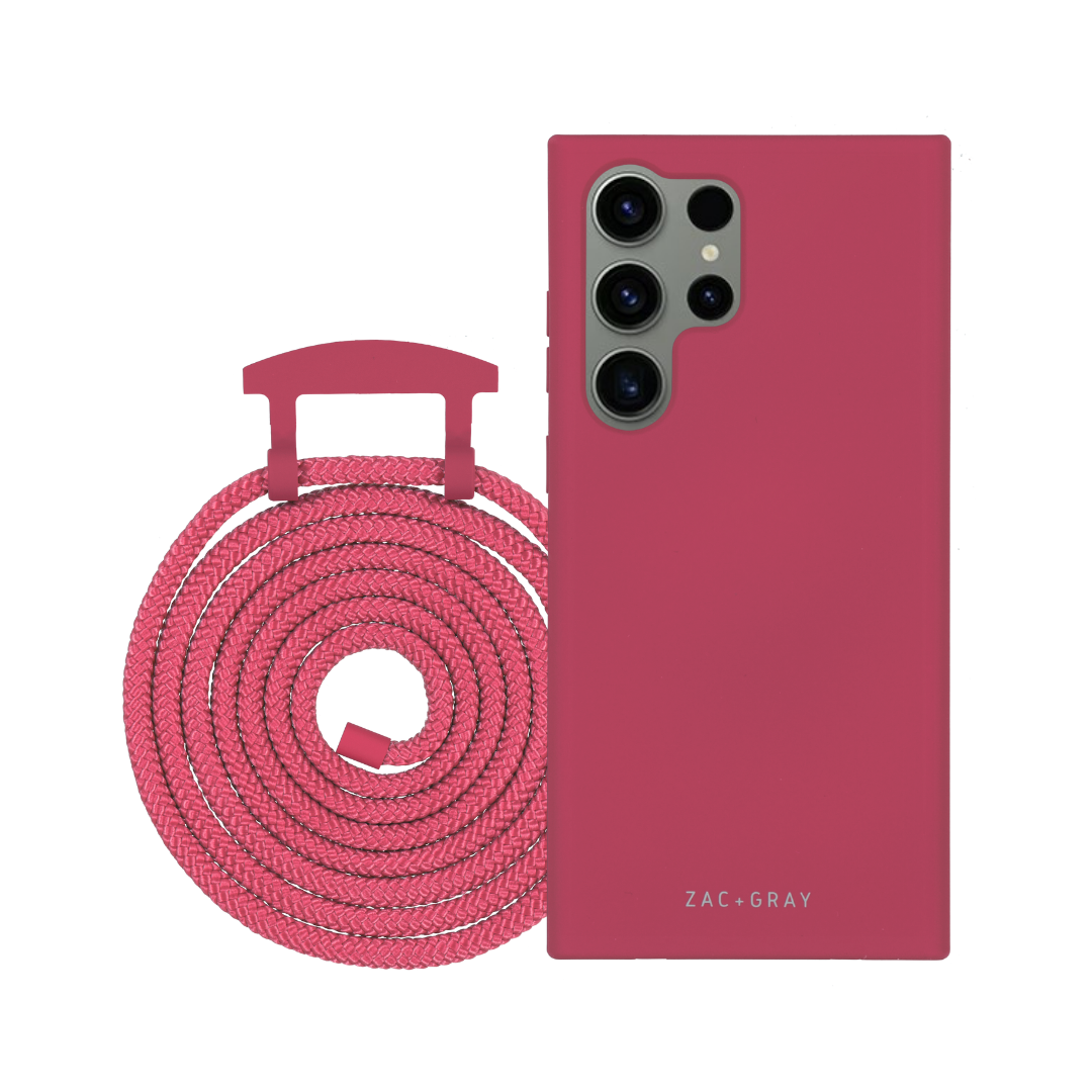 Samsung S24 Ultra RASPBERRY RED CASE + RASPBERRY RED CORD