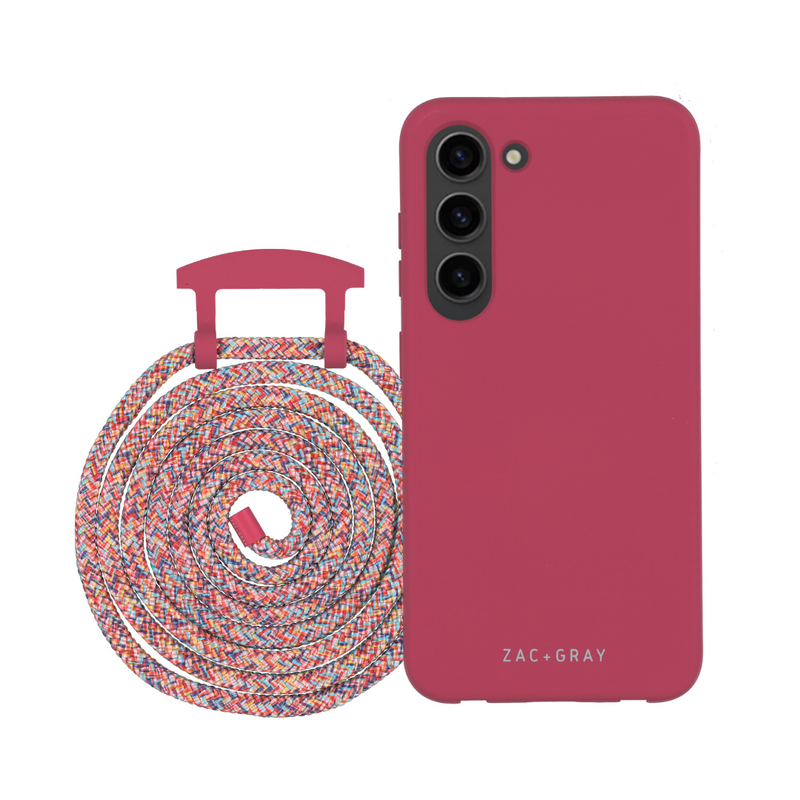 Samsung S24 RASPBERRY RED CASE + RAINBOW RED CORD